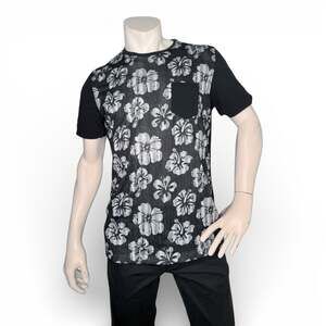 Beans x Bones Men's Hibiscus Print Pocket T-Shirt Size L